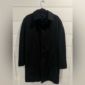 Loro Piana Turnbury black wool storm system coat